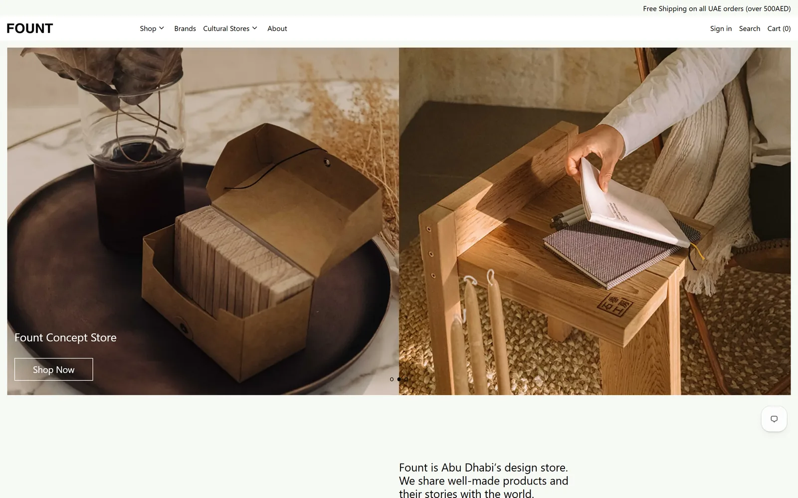 Fount concept store online storefront